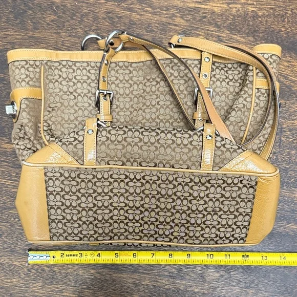 Coach Brown and Tan Jacquard Shoulder Bag - Picture 15 of 16